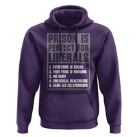 Prison Is Perfect For Liberals Hoodie Satirical List Retro Grunge Conservative Humor