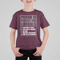 Prison Is Perfect For Liberals T Shirt For Kid Satirical List Retro Grunge Conservative Humor