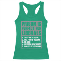 Prison Is Perfect For Liberals Racerback Tank Top Satirical List Retro Grunge Conservative Humor