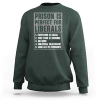 Prison Is Perfect For Liberals Sweatshirt Satirical List Retro Grunge Conservative Humor