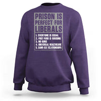 Prison Is Perfect For Liberals Sweatshirt Satirical List Retro Grunge Conservative Humor