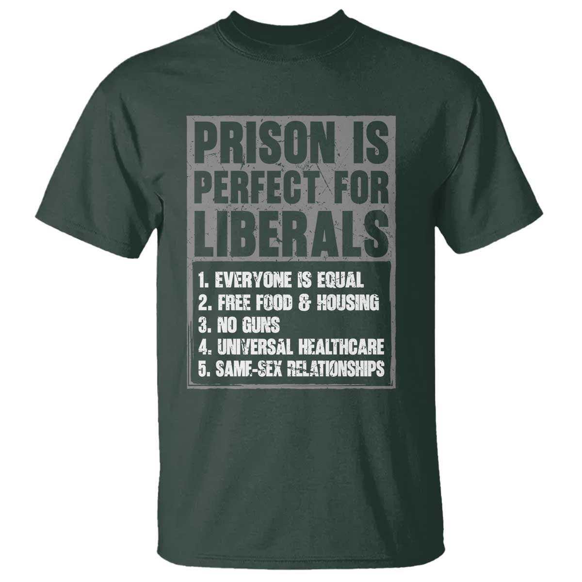 Prison Is Perfect For Liberals T Shirt Satirical List Retro Grunge Conservative Humor