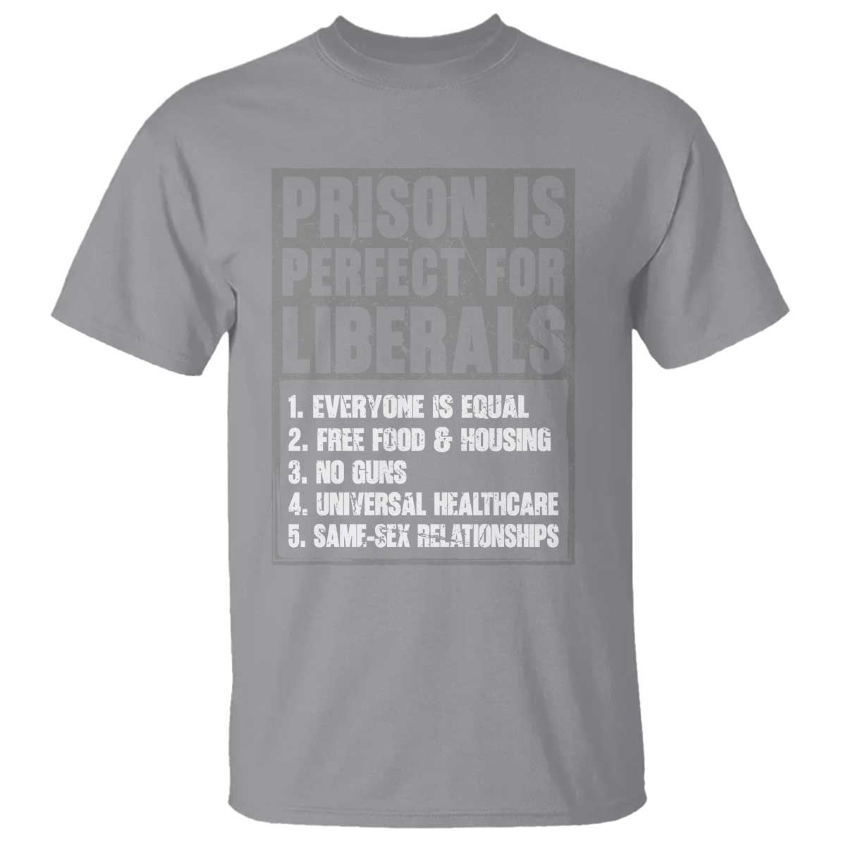 Prison Is Perfect For Liberals T Shirt Satirical List Retro Grunge Conservative Humor