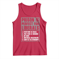 Prison Is Perfect For Liberals Tank Top Satirical List Retro Grunge Conservative Humor