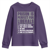 Prison Is Perfect For Liberals Youth Sweatshirt Satirical List Retro Grunge Conservative Humor