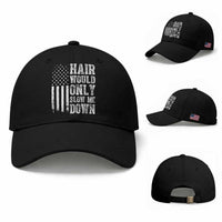 Funny Bald Pride Hair Would Only Slow Me Down Baseball Cap Distressed Patriotic US Flag Bald Men Joke