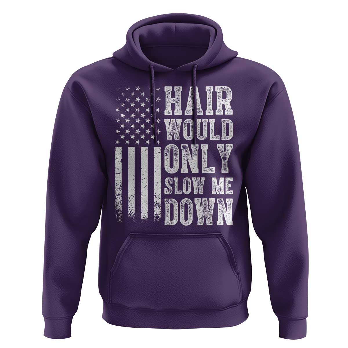 Funny Bald Pride Hair Would Only Slow Me Down Hoodie Distressed Patriotic US Flag Bald Men Joke