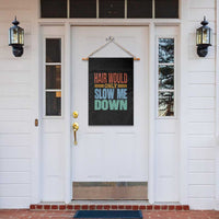 Retro 70s Hair Would Only Slow Me Down Garden Flag Vintage Distressed Typography Funny Bald Joke