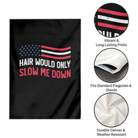 Hair Would Only Slow Me Down Retro Groovy Garden Flag Patriotic Waving Flag Comedic Bald Pride