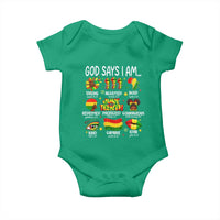 God Says I Am Juneteenth Christian Baby Onesie Pan-African Afrocentric Faith Bible Verses Freedom Day
