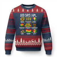 God Says I Am Juneteenth Christian Ugly Christmas Sweater Pan-African Afrocentric Faith Bible Verses Freedom Day