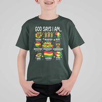 God Says I Am Juneteenth Christian T Shirt For Kid Pan-African Afrocentric Faith Bible Verses Freedom Day