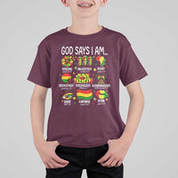 God Says I Am Juneteenth Christian T Shirt For Kid Pan-African Afrocentric Faith Bible Verses Freedom Day