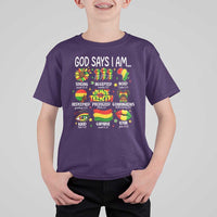 God Says I Am Juneteenth Christian T Shirt For Kid Pan-African Afrocentric Faith Bible Verses Freedom Day