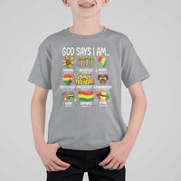 God Says I Am Juneteenth Christian T Shirt For Kid Pan-African Afrocentric Faith Bible Verses Freedom Day