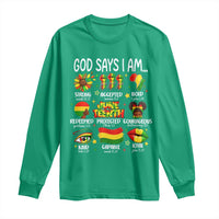God Says I Am Juneteenth Christian Long Sleeve Shirt Pan-African Afrocentric Faith Bible Verses Freedom Day