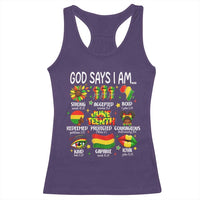 God Says I Am Juneteenth Christian Racerback Tank Top Pan-African Afrocentric Faith Bible Verses Freedom Day