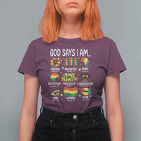 God Says I Am Juneteenth Christian T Shirt For Women Pan-African Afrocentric Faith Bible Verses Freedom Day