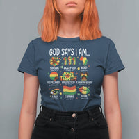 God Says I Am Juneteenth Christian T Shirt For Women Pan-African Afrocentric Faith Bible Verses Freedom Day
