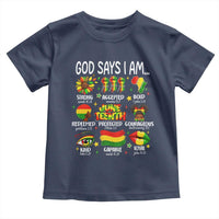 God Says I Am Juneteenth Christian Toddler T Shirt Pan-African Afrocentric Faith Bible Verses Freedom Day