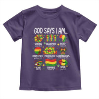God Says I Am Juneteenth Christian Toddler T Shirt Pan-African Afrocentric Faith Bible Verses Freedom Day