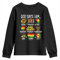 God Says I Am Juneteenth Christian Youth Sweatshirt Pan-African Afrocentric Faith Bible Verses Freedom Day