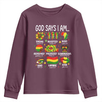God Says I Am Juneteenth Christian Youth Sweatshirt Pan-African Afrocentric Faith Bible Verses Freedom Day