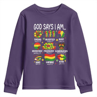 God Says I Am Juneteenth Christian Youth Sweatshirt Pan-African Afrocentric Faith Bible Verses Freedom Day