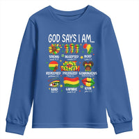 God Says I Am Juneteenth Christian Youth Sweatshirt Pan-African Afrocentric Faith Bible Verses Freedom Day