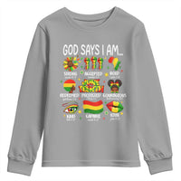 God Says I Am Juneteenth Christian Youth Sweatshirt Pan-African Afrocentric Faith Bible Verses Freedom Day