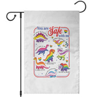 Cute Rainbow Dinosaur LGBTQ Ally Garden Flag You Are Safe With Me Pride Month