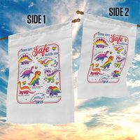 Cute Rainbow Dinosaur LGBTQ Ally Garden Flag You Are Safe With Me Pride Month