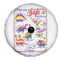 Cute Rainbow Dinosaur LGBTQ Ally Spare Tire Cover You Are Safe With Me Pride Month