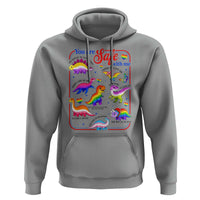 Cute Rainbow Dinosaur LGBTQ Ally Hoodie You Are Safe With Me Pride Month