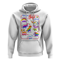 Cute Rainbow Dinosaur LGBTQ Ally Hoodie You Are Safe With Me Pride Month