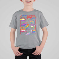Cute Rainbow Dinosaur LGBTQ Ally T Shirt For Kid You Are Safe With Me Pride Month