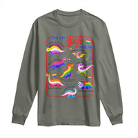 Cute Rainbow Dinosaur LGBTQ Ally Long Sleeve Shirt You Are Safe With Me Pride Month