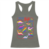 Cute Rainbow Dinosaur LGBTQ Ally Racerback Tank Top You Are Safe With Me Pride Month