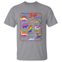 Cute Rainbow Dinosaur LGBTQ Ally T Shirt You Are Safe With Me Pride Month