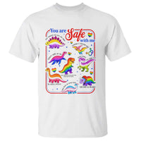 Cute Rainbow Dinosaur LGBTQ Ally T Shirt You Are Safe With Me Pride Month