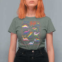 Cute Rainbow Dinosaur LGBTQ Ally T Shirt For Women You Are Safe With Me Pride Month