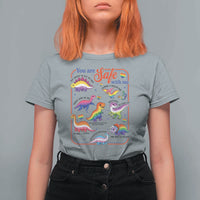 Cute Rainbow Dinosaur LGBTQ Ally T Shirt For Women You Are Safe With Me Pride Month