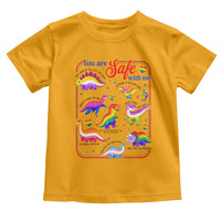 Cute Rainbow Dinosaur LGBTQ Ally Toddler T Shirt You Are Safe With Me Pride Month