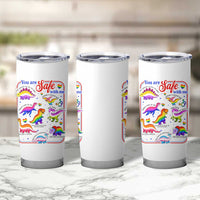 Cute Rainbow Dinosaur LGBTQ Ally Tumbler Cup You Are Safe With Me Pride Month