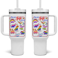 Cute Rainbow Dinosaur LGBTQ Ally Tumbler With Handle You Are Safe With Me Pride Month