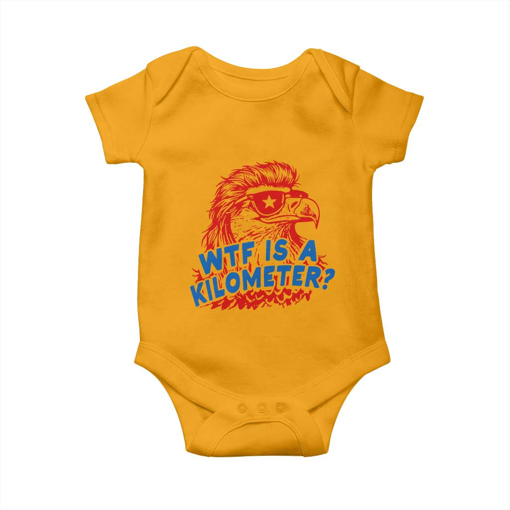 WTF Is A Kilometer Funny American Bald Eagle Baby Onesie Patriotic 4th of July Humor