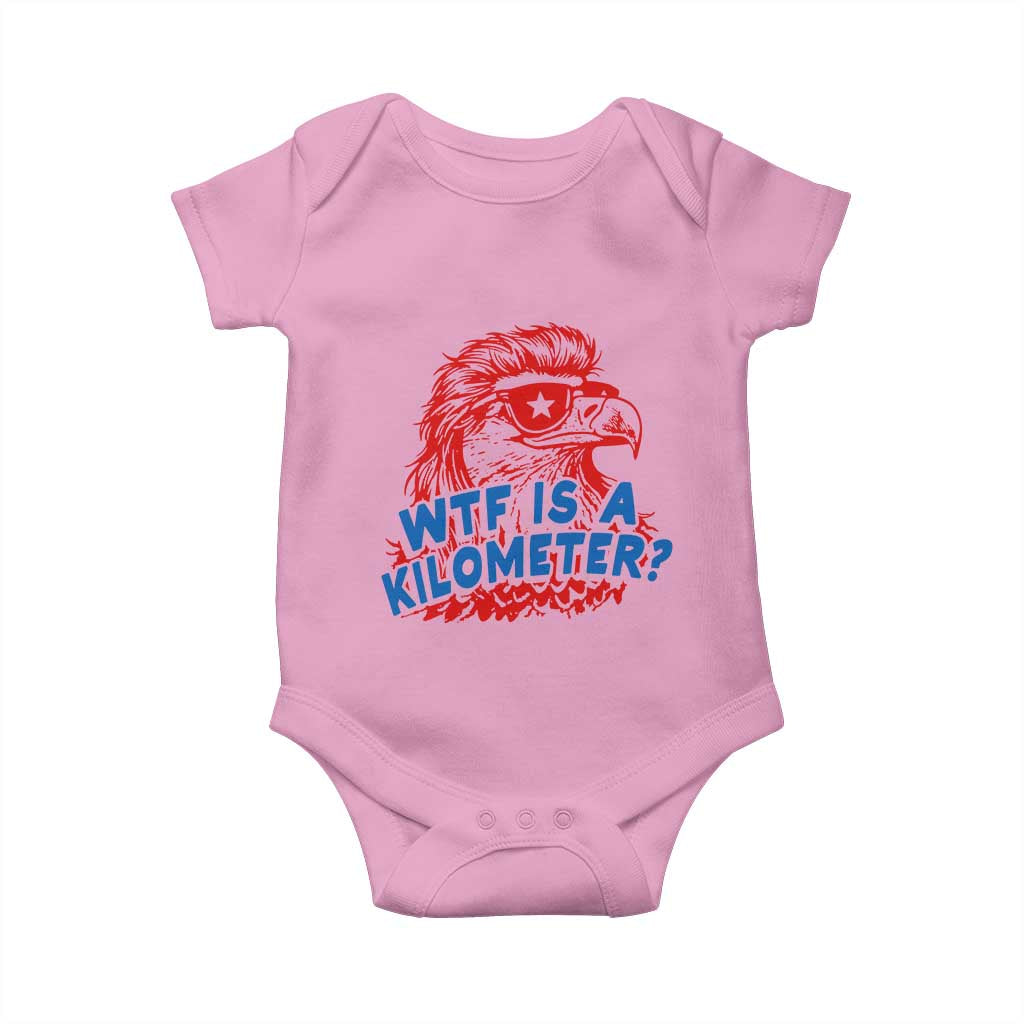 WTF Is A Kilometer Funny American Bald Eagle Baby Onesie Patriotic 4th of July Humor