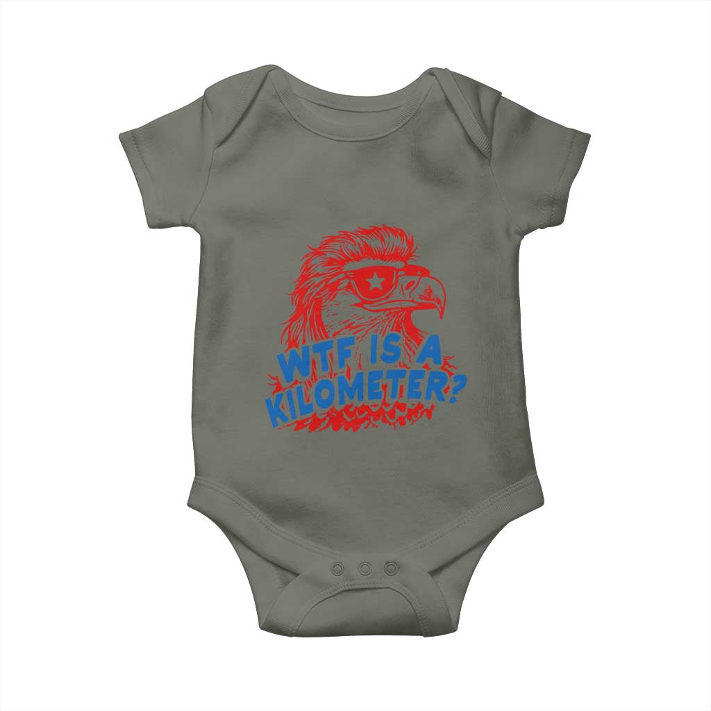 WTF Is A Kilometer Funny American Bald Eagle Baby Onesie Patriotic 4th of July Humor
