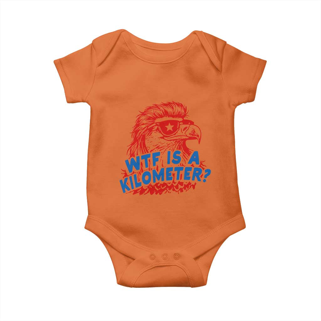WTF Is A Kilometer Funny American Bald Eagle Baby Onesie Patriotic 4th of July Humor