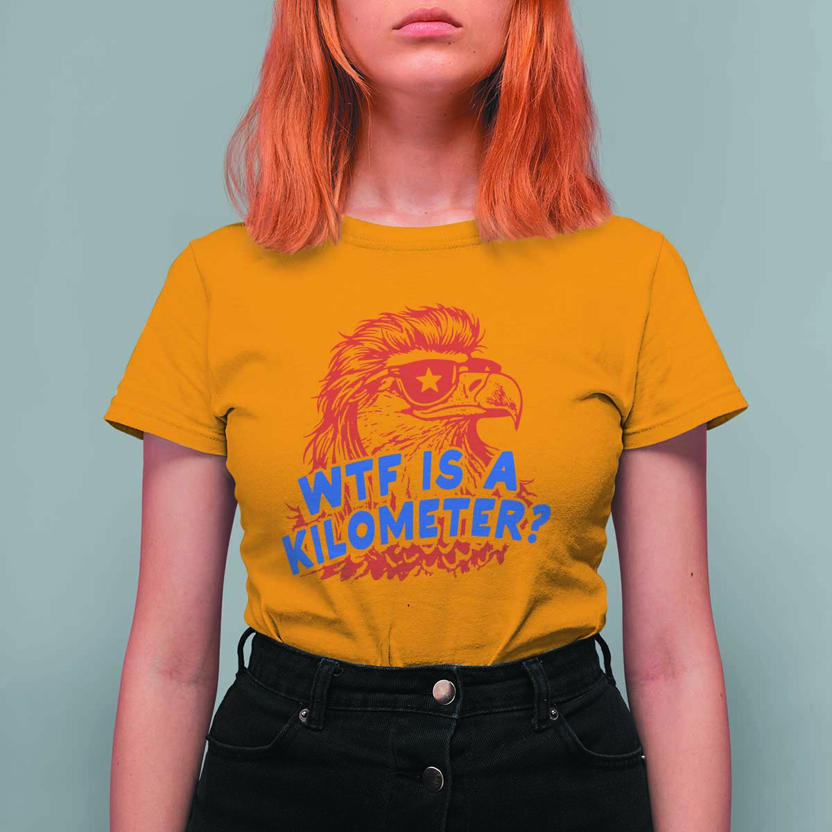 WTF Is A Kilometer Funny American Bald Eagle T Shirt For Women Patriotic 4th of July Humor